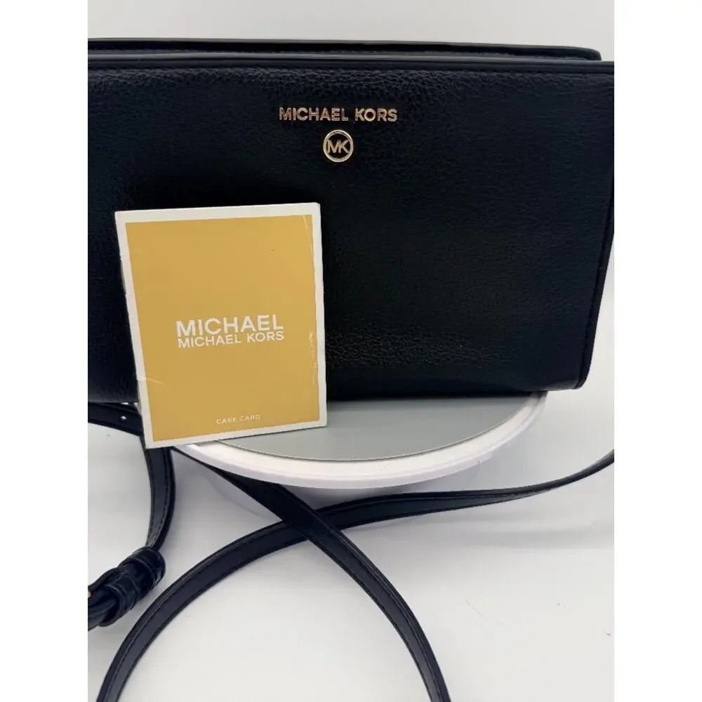 Michael Kors Valerie Small Pebbled Leather Crossbody - Black/Gold